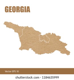 Vector illustration of detailed map of Georgia cut out of craft paper or cardboard
