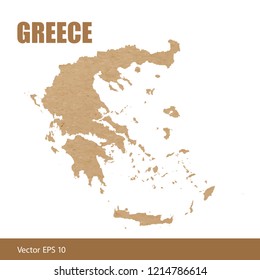 Vector illustration of detailed map of Greece cut out of craft paper or cardboard
