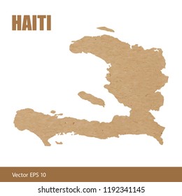 Vector illustration of detailed map of Haiti cut out of craft paper or cardboard