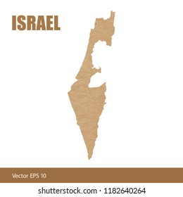 Vector illustration of detailed map of Israel cut out of craft paper or cardboard