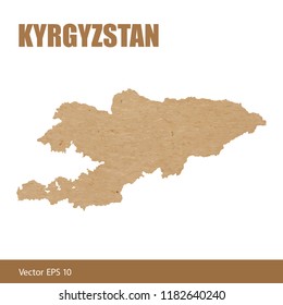 Vector illustration of detailed map of Kyrgyzstan cut out of craft paper or cardboard