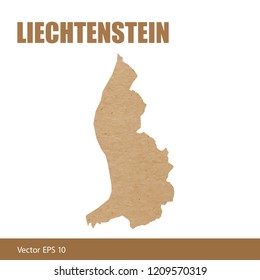 Vector illustration of detailed map of Liechtenstein cut out of craft paper or cardboard