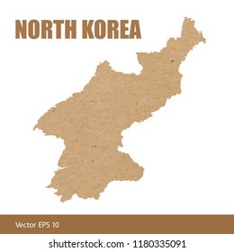 Vector illustration of detailed map of North Korea cut out of craft paper or cardboard