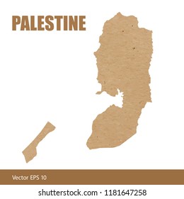 Vector illustration of detailed map of Palestine cut out of craft paper or cardboard