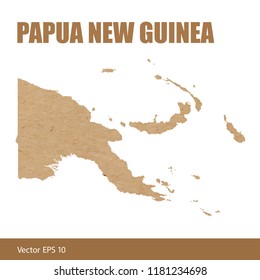 Vector illustration of detailed map of Papua New Guinea cut out of craft paper or cardboard