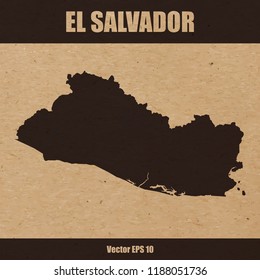 Vector illustration of detailed map of Salvador on craft paper or cardboard
