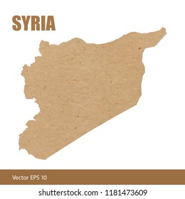 Vector illustration of detailed map of Syria cut out of craft paper or cardboard