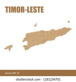 Vector illustration of detailed map of Timor-Leste or East Timor cut out of craft paper or cardboard
