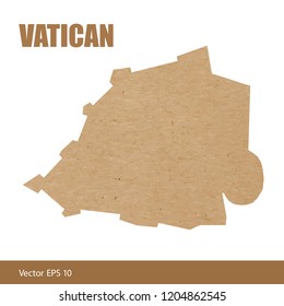 Vector illustration of detailed map of Vatican cut out of craft paper or cardboard