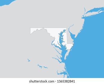 Vector illustration of the Detailed Political Map of the US Federal State of Maryland