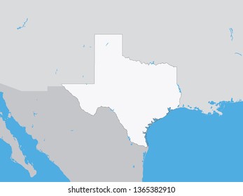 Vector illustration of the Detailed Political Map of the US Federal State of Texas
