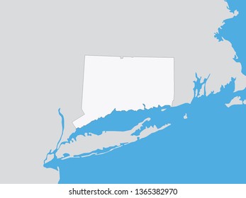 Vector illustration of the Detailed Political Map of the US Federal State of Connecticut