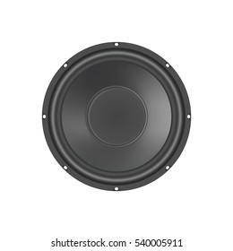 Vector illustration of detailed powerful subwoofer speaker isolated on white