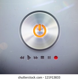 Vector Illustration Of The Detailed Round Power Button For Media Player Ã?Â¢??  Buttons In Metallic Style. Good For Your Websites, Blogs Or Applications.