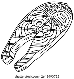 Vector illustration of a detailed salmon steak, showcasing intricate linework and a unique, stylized design perfect for culinary or seafood-themed projects.