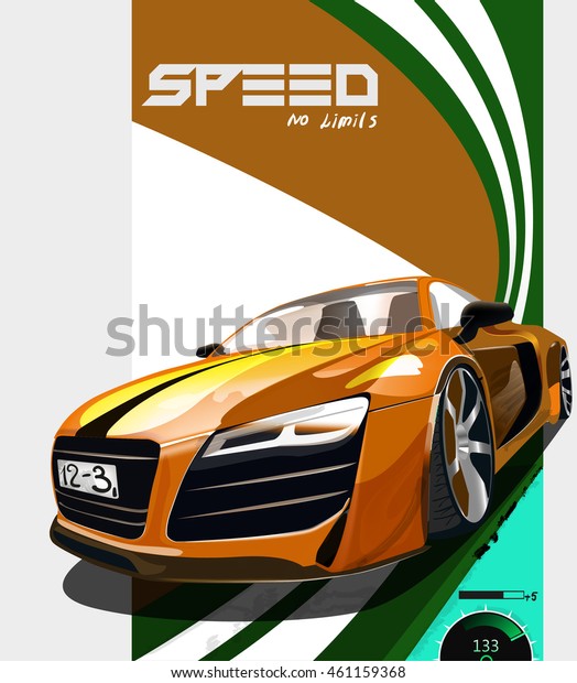 ベクターイラスト 詳細なスポーツカー 車やスポーツレースのポスター のベクター画像素材 ロイヤリティフリー