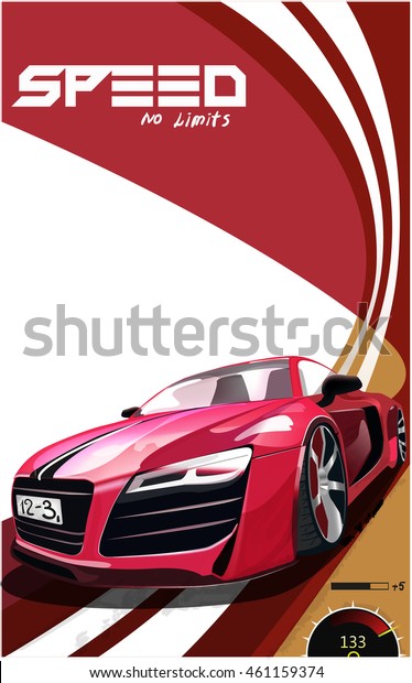 ベクターイラスト 詳細なスポーツカー 車やスポーツレースのポスター のベクター画像素材 ロイヤリティフリー