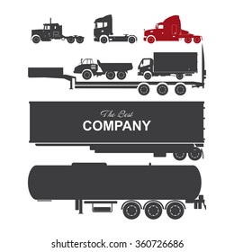 Vector illustration detailed trucks silhouettes set