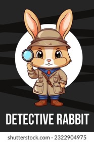 Vector Illustration, Detective Rabbit, Animal Clipart