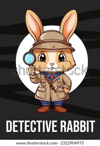Vector Illustration, Detective Rabbit, Animal Clipart