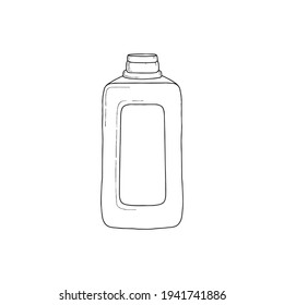 Vector illustration of detergent bottle. Line draw illustration.