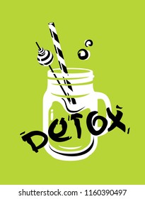 vector illustration of a detox cocktail for a healthy lifestyle freshly squeezed juices in a glass bowl