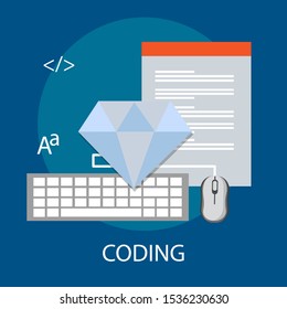 Vector illustration of developer & interface concept "coding" programming and technology icon.