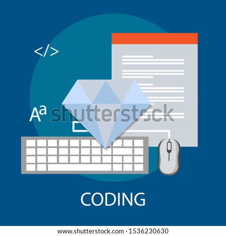 Vector illustration of developer & interface concept "coding" programming and technology icon.
