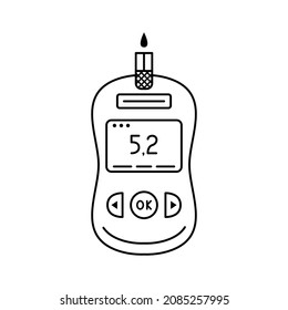 Vector illustration of a device for measuring blood sugar levels at home. Glucose meter for diabetics. Line art
