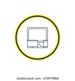 Vector Illustration Of Devices Outline. Beautiful Computer Element Also Can Be Used As Gadgets Element.