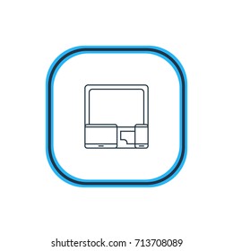 Vector Illustration Of Devices Outline. Beautiful Laptop Element Also Can Be Used As Gadgets Element.