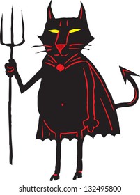 Vector illustration of devil cat