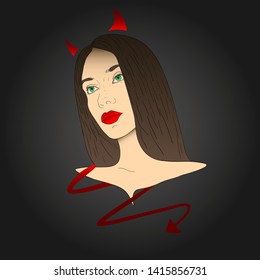 Vector illustration of a devil girl