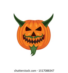 Vector illustration of the devil Halloween pumpkin