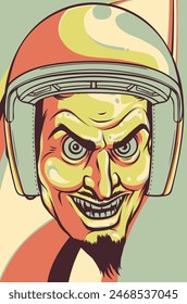 vector illustration of devil head with helmet