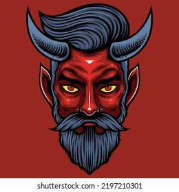 Vector illustration of devil head with vintage style