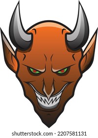 Vector Illustration of Devil Head in Vintage Style