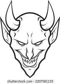 Vector Illustration of Devil Head in Vintage Style