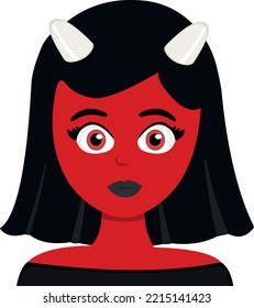 Vector illustration of a devil woman cartoon