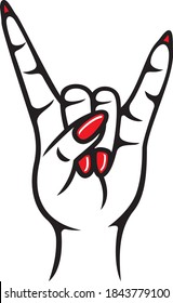 Vector illustration of the devil woman rock and roll sign