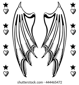Vector illustration of devil's wings isolated on white background, vector illustration.
T-shirt design