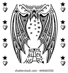 Vector illustration of devil's wings isolated on white background, vector illustration.
T-shirt design
