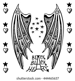 Vector illustration of devil's wings isolated on white background, vector illustration.
T-shirt design