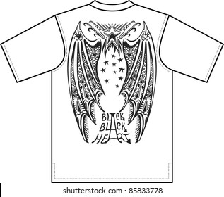 Vector illustration of devil's wings isolated on white background. T-shirt design.