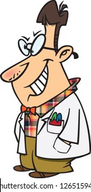 Vector illustration of devious man nerd wearing lab coat