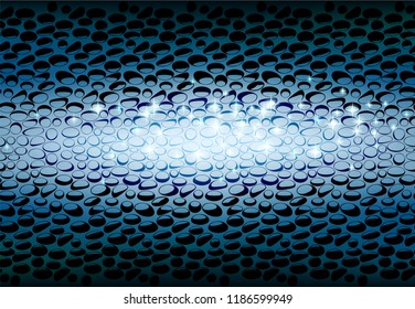 Vector illustration of a dew drop on the condensation window in low light at dusk in the evening shimmers and glitters in the rays of illumination