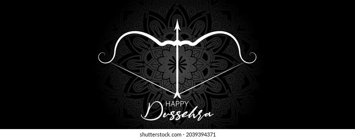 Vector illustration of Dhanush or Bow on a Rangoli background for Dussehra festival.