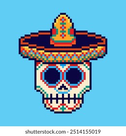 Ilustração vetorial de dia de muertos com Pixel Art Design, perfeito para recursos de jogo projetos temáticos