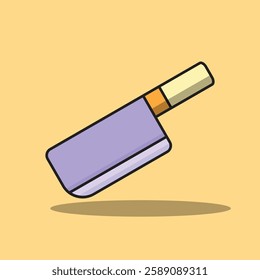 vector illustration of a diagonal meat knife with drop shadow and isolated orange background