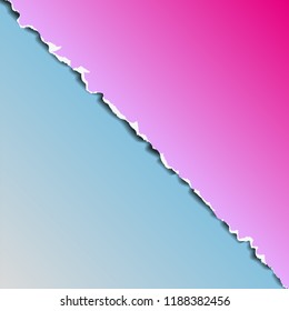 Vector illustration of diagonally torn colored paper. A realistic template for your banner design, header and flyer.